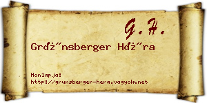 Grünsberger Héra névjegykártya